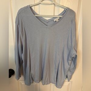 J. Jill Soft Blue V-Neck Long Sleeve Top